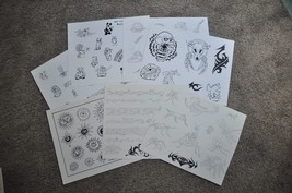 Teddy Bear Sun Moon Skull Tattoo Outline Flash Wall Art LOT 7 Sheets Bartels - £90.85 GBP