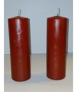 2 Vintage Dark Red Holiday Pillar Candles 9&quot; Tall - Scented  - $42.08 CAD