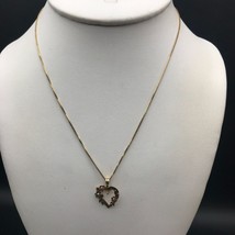 Vintage 14K Tri Color Gold Floral Heart Pendant on 14K Yellow Gold Box Chain - £229.55 GBP