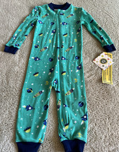 NEW Little Me Boys Green Blue Spaceship Rockets Stars Long Sleeve Pajamas 2T - £9.79 GBP