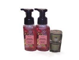 Bath &amp; Body Works Frosted Cranberry Foaming Soap w Nature Walk Candle - £21.32 GBP