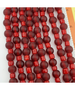 Vintage Venetian Style white heart and Red glass Beaded Necklace - $49.90 CAD