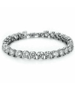 5Ct Rond Tennis Bracelet 7.25 &quot; 1 Rangée Simulé Diamants 14K Plaqué or B... - €79,18 EUR