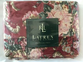 NEW Ralph Lauren Marseilles TWIN  FLAT Sheet Red Floral  90s Ruffled NIP - £49.07 GBP