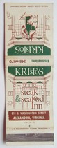 Kristos - Alexandria, Virginia Restaurant 20 Strike Matchbook Cover Matchcover  - £1.40 GBP