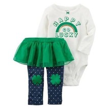 Infant Girls Outfit Carters St Patricks Day 2 Pc Bodysuit &amp; Tutu Legging... - £10.85 GBP