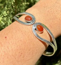 925 Sterling Silver Plated Natural CARNELIAN Cuff Bangle, Bracelet Jewel... - $18.61