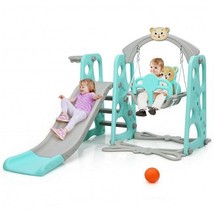 3 in 1 Toddler Climber and Swing Set Slide Playset-Green - Color: Green - £127.02 GBP