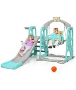 3 in 1 Toddler Climber and Swing Set Slide Playset-Green - Color: Green - £125.62 GBP