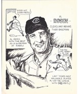 1954 Hughes Al Rosen Cleveland Indians 9&quot; x 12&quot; Original Sports Cartoon ... - £23.45 GBP