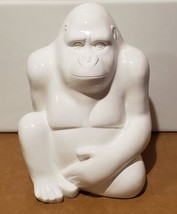 Large 15&quot; Glossy White Sitting Gorilla Decorative Coin Bank Figure Sculp... - £69.86 GBP