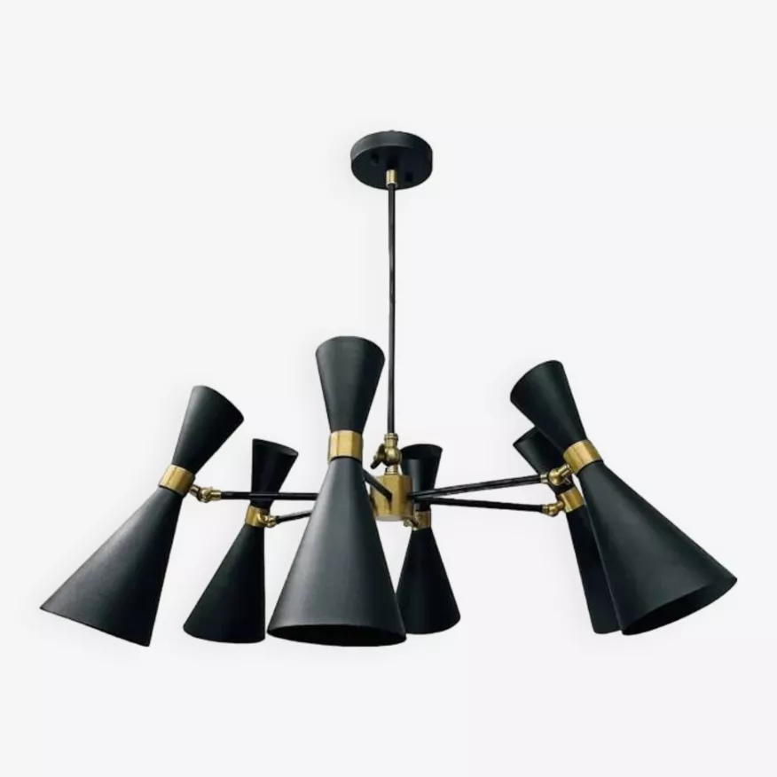 Mid Century Modern Brass Bow Tie Chandelier | 6 Arms Ceiling Light Fixture - £799.20 GBP