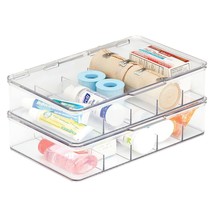 mDesign Plastic Divided First Aid Storage Box Kit with Hinge Lid for Bathroom, C - £34.84 GBP