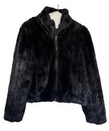 Kristen Blake vintage faux fur jacket small black zipper front - $81.69 CAD