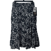 Jane Ashley Midi Skirt Women PM Floral Flare Flowy Lined Pull On Boho Cotton NEW - £24.62 GBP