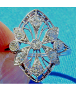 Earth mined Diamond Deco Engagement Ring 1 carat Antique Filigree Platinum 14k - $4,460.25