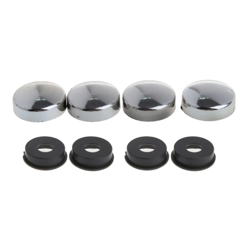 2019 New 8 Pcs ABS Chrome License Plate Frame Screw Nut Caps+Bolt Cover Set Fo - £12.16 GBP