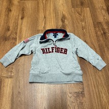 Tommy Hilfiger Toddler Boy Gray American Flag Quarter Zip Pullover Sweatshirt 3T - £18.99 GBP