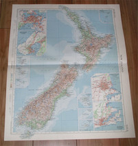 1958 Vintage Map Of New Zealand Auckland Christchurch Dunedin Scale 1:2,500,000 - £36.21 GBP