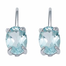 PalmBeach Jewelry 3.20 TCW Sterling Silver Oval Cut Genuine Blue Topaz Earrings - £27.86 GBP