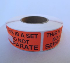 NEW &quot; This is a Set Do Not Separate &quot; Stickers Roll of 500 Fluorescent Red - £3.12 GBP