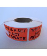 NEW &quot; This is a Set Do Not Separate &quot; Stickers Roll of 500 Fluorescent Red - £3.16 GBP