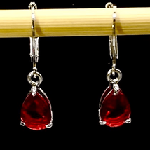Dangle Earrings 1” (AWK) Red Zircon Gems - £27.91 GBP