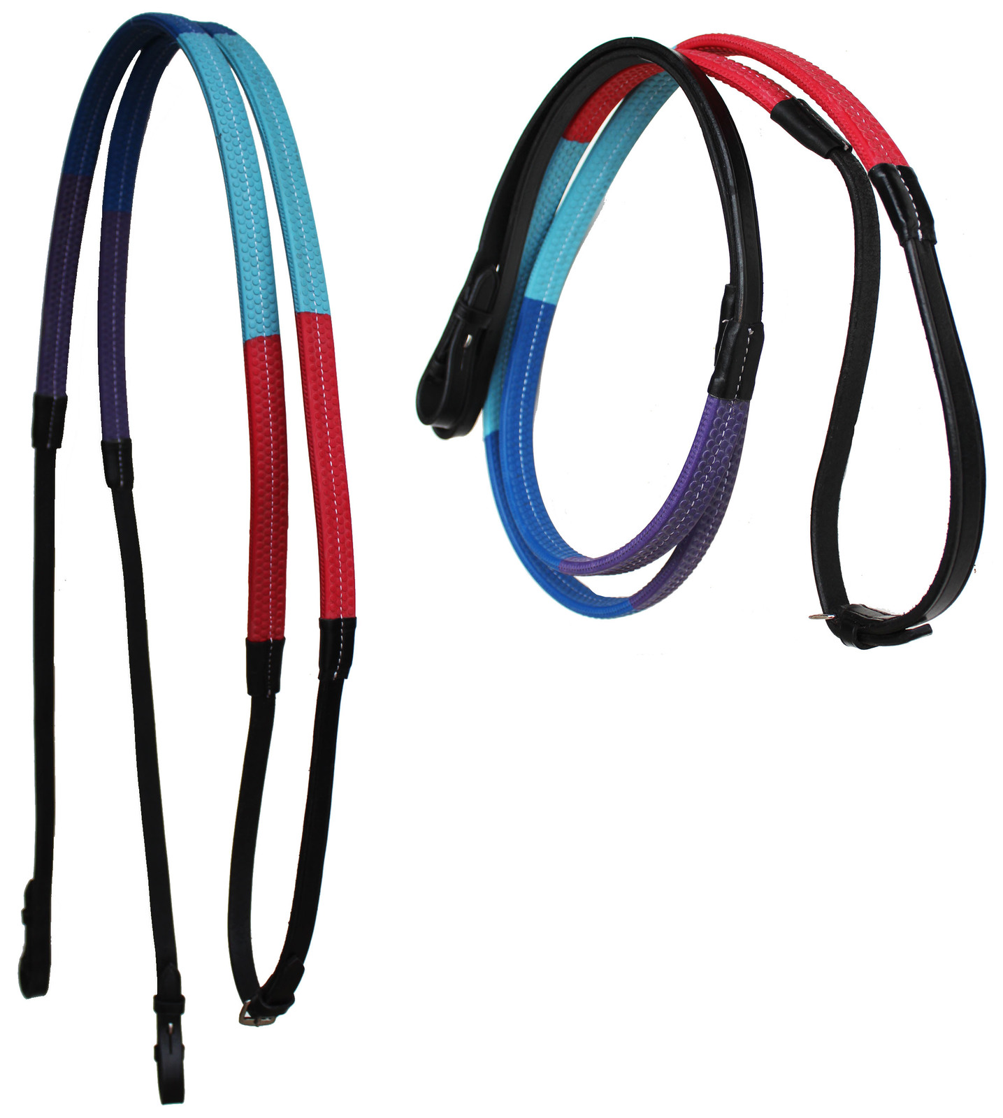 54&quot; Horse English Black Leather Rubber Grip Schooling TRAINING Reins 805... - $28.70+