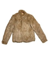 Genuine Rabbit Fur Vintage Vtg Brown Tan Soft Real Winter Coat Mademoise... - £78.87 GBP