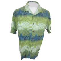 Paradise Shores Men Hawaiian camp shirt p2p 23 aloha luau tropical vintage green - £15.68 GBP