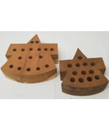 Drill Bit Holders Wood Standalone Handmade Set of 2 Small Large Stained ... - $18.95