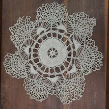 Vintage Crochet Doily 14 Inch Round Silver Gray - $16.89 CAD