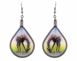 Giraffe Animal Graphic Silk Thread Teardrop Dangle Earrings - Womens Fashion Han - £11.86 GBP