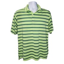 Adidas Golf Polo Shirt Mens M Sport Green Lime Striped ClimaLite Short S... - $11.87