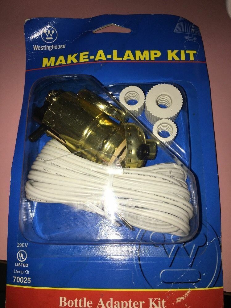 Primary image for Westinghouse 70025 Make-A-Lamp Bottle Adapter Kit - Brass with White Cord