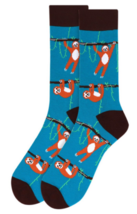 Parquet Men&#39;s Crew Novelty Socks Happy Sloth Shoe Size 6-12.5 Teal Color... - £9.71 GBP