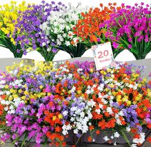 YIBUKIY 20 Bundles Artificial Flowers Outdoor Fake Flowers, UV Resistant No Fade - £14.93 GBP
