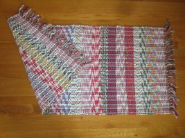 New Multi-Color Reversible Cotton Fringed Area Rag Rug - 26&quot; X 56&quot; - £20.25 GBP
