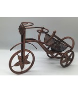 Vintage Metal Tricycle Wine Bottle Holder Copper Tone Single Rack 8x14 - $329.39 MXN