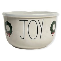 Rae Dunn White Ceramic Bowl &quot;JOY&quot; LL Font w/ Lid 7&quot; - £30.50 GBP