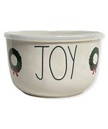 Rae Dunn White Ceramic Bowl &quot;JOY&quot; LL Font w/ Lid 7&quot; - £30.66 GBP