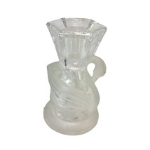Glass Swan 4&quot; Candlestick Holder Clear and Frosted Elegant EUC - £9.97 GBP