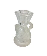 Glass Swan 4&quot; Candlestick Holder Clear and Frosted Elegant EUC - £9.47 GBP