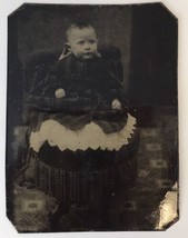 Antique Tintype Photo of The Cupcake Baby Adorable Tinted Colored Cheeks - £23.98 GBP