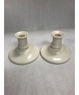 Lenox pair candle holder sticks VINTAGE  mid century4 inch tall off whit... - £32.06 GBP