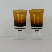 2 Denby Mirage Brown Water Glasses Goblets Stemware Barware 6.5&quot; tall Vi... - $24.19