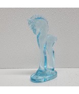 Mosser Glass Pony Trojan Horse Figurine Aqua Clear Ice Blue 5.5&quot; Tall - £62.86 GBP