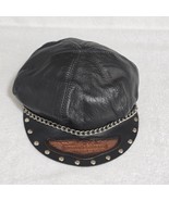 VTG 80s Harley Davidson Motorcycles Leather Captain&#39;s Cap Hat Chain Stud... - $2,213.80 MXN
