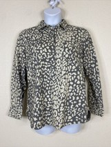 Merona Womens Size XL Gray Animal Print Popover Blouse Long Sleeve Cotton - £5.49 GBP