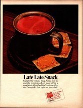 1965 Food Campbells Soup Tomato 60s Vintage Print Ad Late Night Snack Crackers - £20.71 GBP